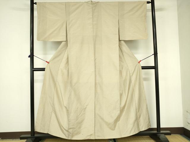 平和屋着物●上質なお召　変わり格子　正絹　逸品　DABI5187op