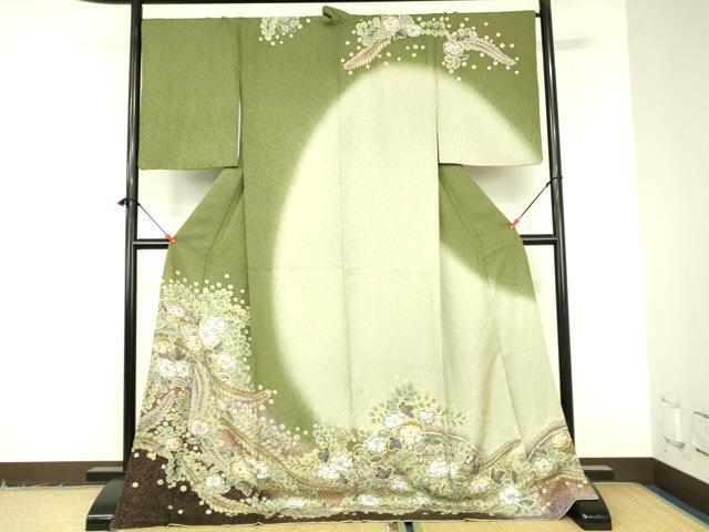 平和屋着物●訪問着　絞り　辻が花　暈し染め　金彩　ロング丈　正絹　逸品　DABI5190op