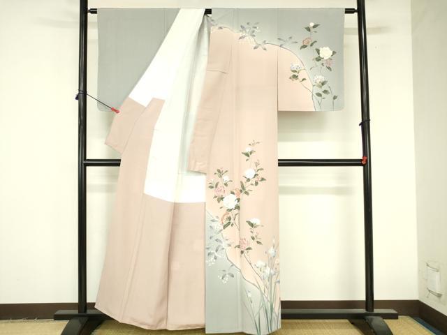 平和屋着物●京友禅工芸作家　小宮山彌一　訪問着　花鳥文　暈し染め　正絹　逸品　DABI5194op