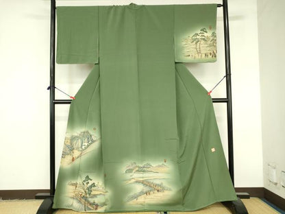 平和屋着物●訪問着　作家物　人物風景文　暈し染め　正絹　逸品　未使用　DABI5197op