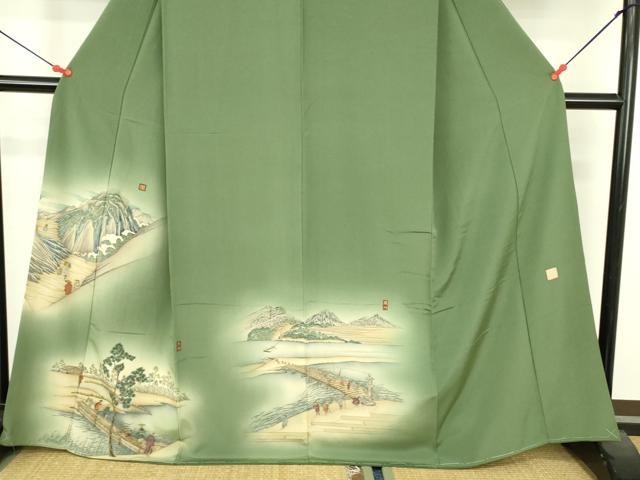 平和屋着物●訪問着　作家物　人物風景文　暈し染め　正絹　逸品　未使用　DABI5197op