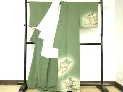 平和屋着物●訪問着　作家物　人物風景文　暈し染め　正絹　逸品　未使用　DABI5197op