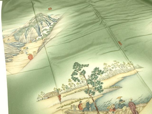 平和屋着物●訪問着　作家物　人物風景文　暈し染め　正絹　逸品　未使用　DABI5197op