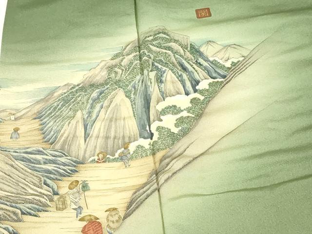 平和屋着物●訪問着　作家物　人物風景文　暈し染め　正絹　逸品　未使用　DABI5197op