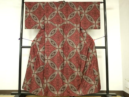 平和屋着物●本場大島紬　龍郷絣　アンティーク大島　七宝花文　正絹　逸品　DABI5200op