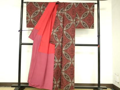 平和屋着物●本場大島紬　龍郷絣　アンティーク大島　七宝花文　正絹　逸品　DABI5200op