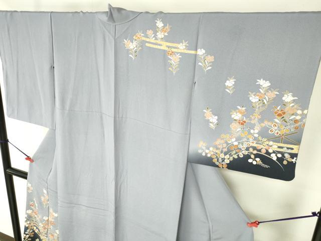 平和屋着物●訪問着　作家物　駒刺繍　霞草花文　暈し染め　金彩　正絹　逸品　DABI5204op