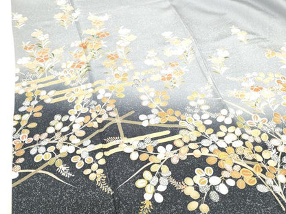 平和屋着物●訪問着　作家物　駒刺繍　霞草花文　暈し染め　金彩　正絹　逸品　DABI5204op