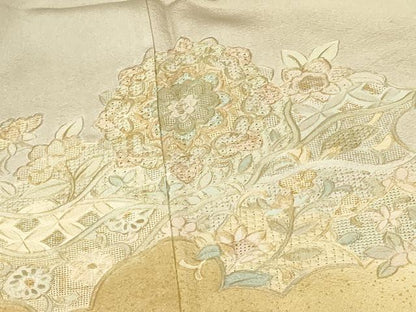 平和屋着物●中国三大刺繍　スワトウ刺繍　汕頭刺繍　総刺繍　訪問着　正倉院花文　暈し染め　金彩　正絹　逸品　DABI5205op