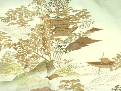 平和屋着物●訪問着　螺鈿　風景人物花文　暈し染め　金彩　正絹　逸品　DABI5207op