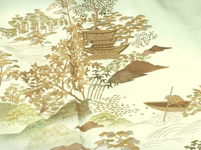 平和屋着物●訪問着　螺鈿　風景人物花文　暈し染め　金彩　正絹　逸品　DABI5207op