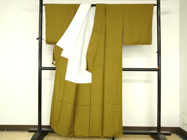 平和屋着物●上質な色無地　舞花地紋　梅幸茶色　やまと金ラベル　正絹　逸品　未使用　DABI5210op
