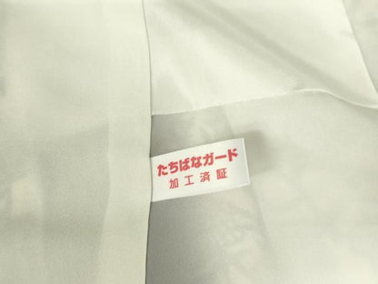 平和屋着物●上質な小紋　ぜんまい紬　型染　花蝶文　正絹　逸品　DABI5218op