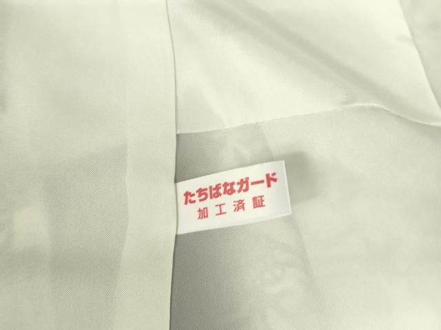 平和屋着物●上質な小紋　ぜんまい紬　型染　花蝶文　正絹　逸品　DABI5218op