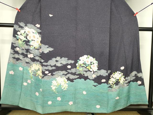 平和屋着物●中国三大刺繍　相良刺繍　訪問着　霞花文　金彩　正絹　逸品　DABI5219op