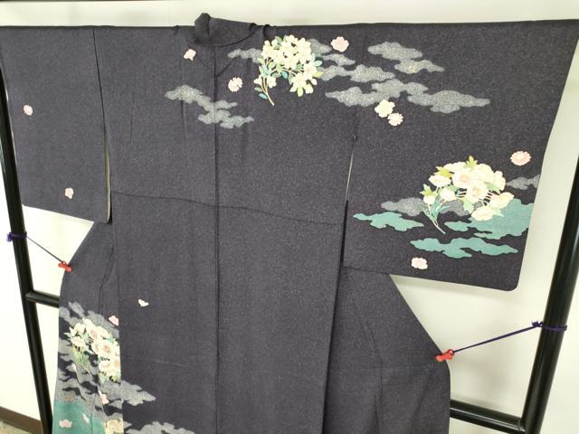 平和屋着物●中国三大刺繍　相良刺繍　訪問着　霞花文　金彩　正絹　逸品　DABI5219op