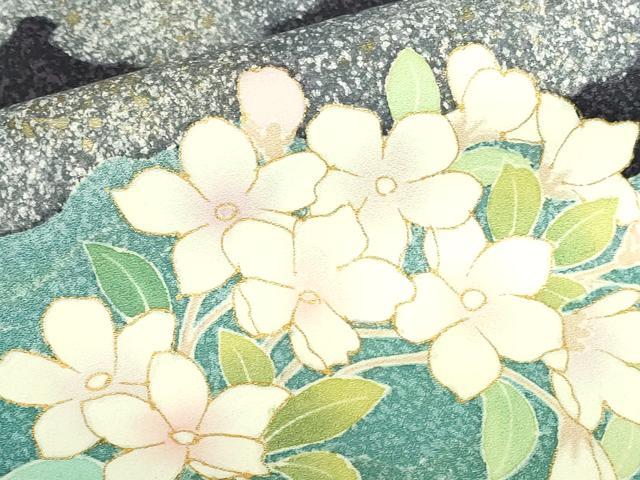 平和屋着物●中国三大刺繍　相良刺繍　訪問着　霞花文　金彩　正絹　逸品　DABI5219op