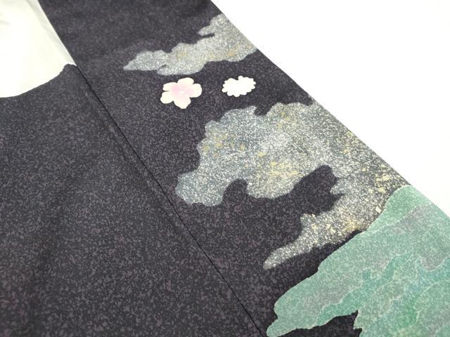 平和屋着物●中国三大刺繍　相良刺繍　訪問着　霞花文　金彩　正絹　逸品　DABI5219op
