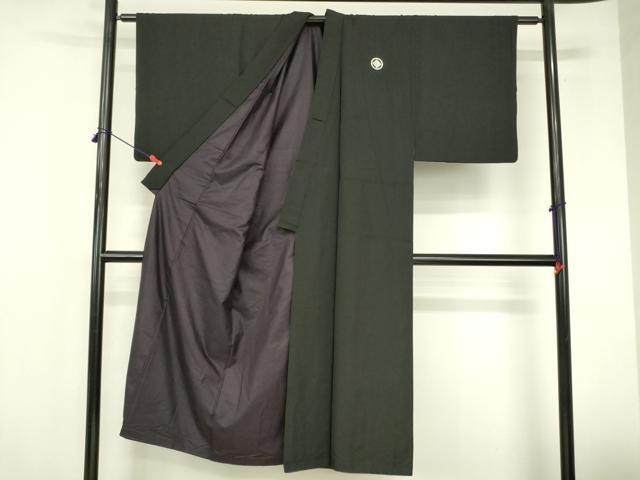 平和屋着物●男性 黒紋付・羽織セット 正絹 逸品 DABI5222op