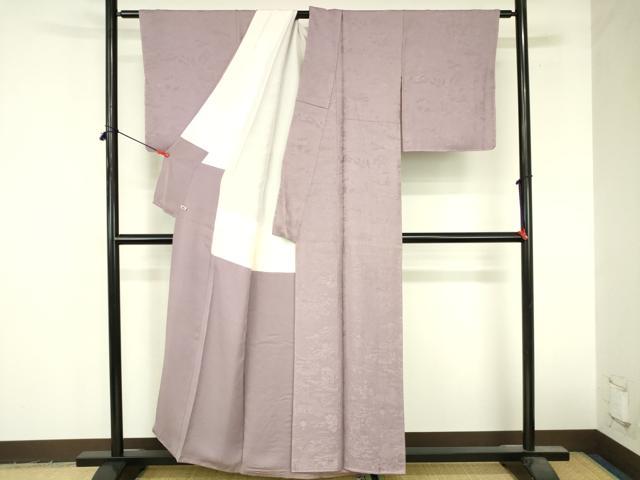平和屋着物●上質な色無地　作家物　風景人物花地紋　紅藤色　いちひめ　さが美扱い　反端付き　正絹　逸品　DABI5223op