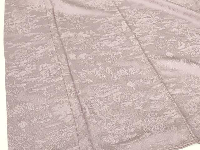 平和屋着物●上質な色無地　作家物　風景人物花地紋　紅藤色　いちひめ　さが美扱い　反端付き　正絹　逸品　DABI5223op