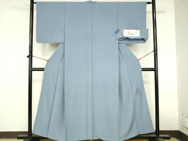 平和屋着物●上質な色無地　南天染　緋翔　薄青色　反端付き　正絹　逸品　未使用　DABI5227op