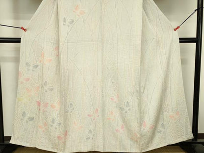 平和屋着物●訪問着　総絞り　舞蝶文　正絹　逸品　DABI5231op