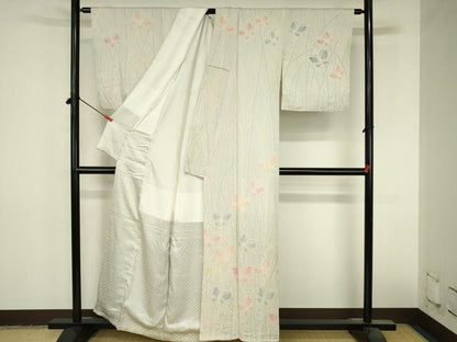 平和屋着物●訪問着　総絞り　舞蝶文　正絹　逸品　DABI5231op