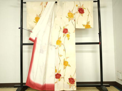 平和屋着物●上質な小紋　地紋起こし　草花　金彩　正絹　逸品　DABI5233op
