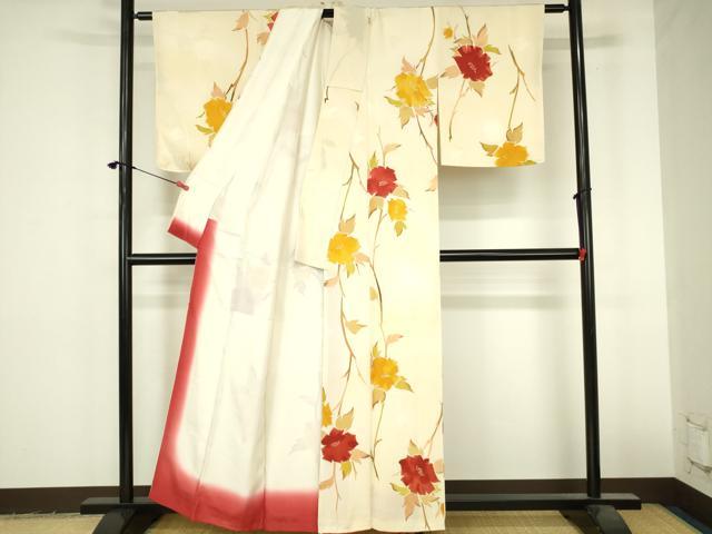 平和屋着物●上質な小紋　地紋起こし　草花　金彩　正絹　逸品　DABI5233op