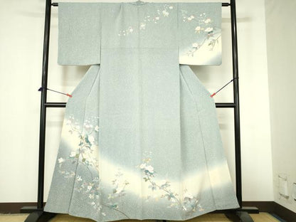 平和屋着物●訪問着　友禅　草花　暈し染め　正絹　逸品　DABI5235op