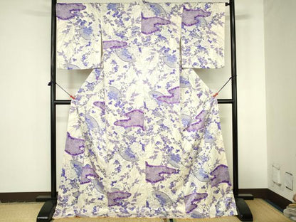 平和屋着物●上質な小紋　草花　ロング丈　正絹　逸品　DABI5236op