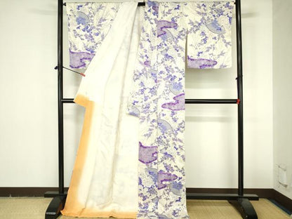 平和屋着物●上質な小紋　草花　ロング丈　正絹　逸品　DABI5236op