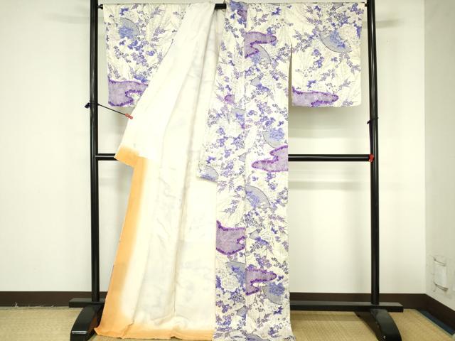 平和屋着物●上質な小紋　草花　ロング丈　正絹　逸品　DABI5236op