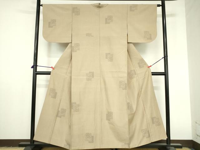 平和屋着物●結城紬　100亀甲　飛び亀甲柄　色紙抽象文　正絹　逸品　DABI5239op