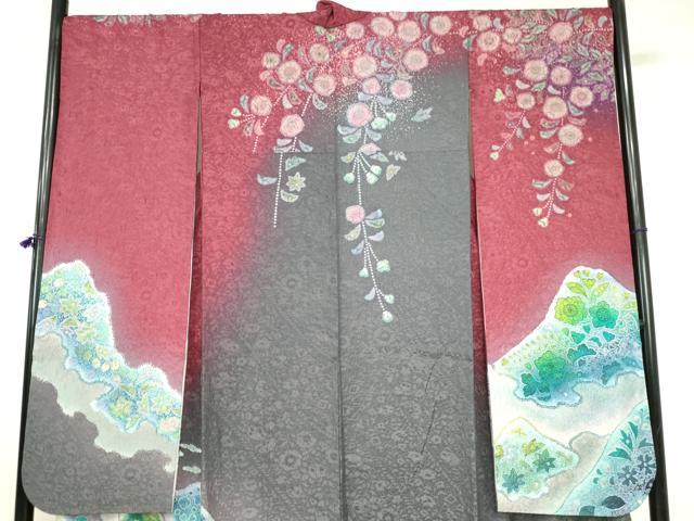 平和屋着物●豪華振袖　辻が花　暈し染め　金通し地　正絹　逸品　DABI5246op
