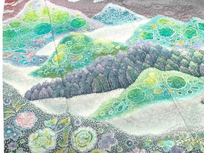 平和屋着物●豪華振袖　辻が花　暈し染め　金通し地　正絹　逸品　DABI5246op