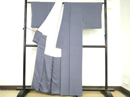 平和屋着物●本加賀友禅作家　西尾翠峰監修　色無地　濃鼠色　鬼しぼ縮緬　正絹　逸品　DABI5248op