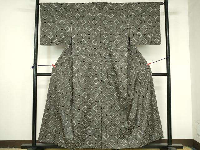 平和屋着物●本場大島紬　龍郷絣　花菱文　正絹　逸品　DABI5249op