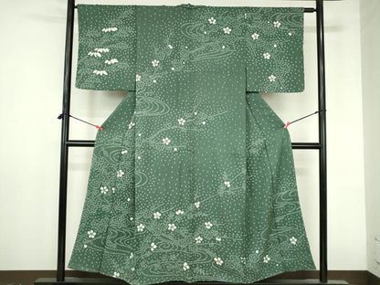 平和屋着物●訪問着　総絞り　流水花文　正絹　逸品　未使用　DABI5250op
