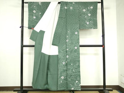 平和屋着物●訪問着　総絞り　流水花文　正絹　逸品　未使用　DABI5250op