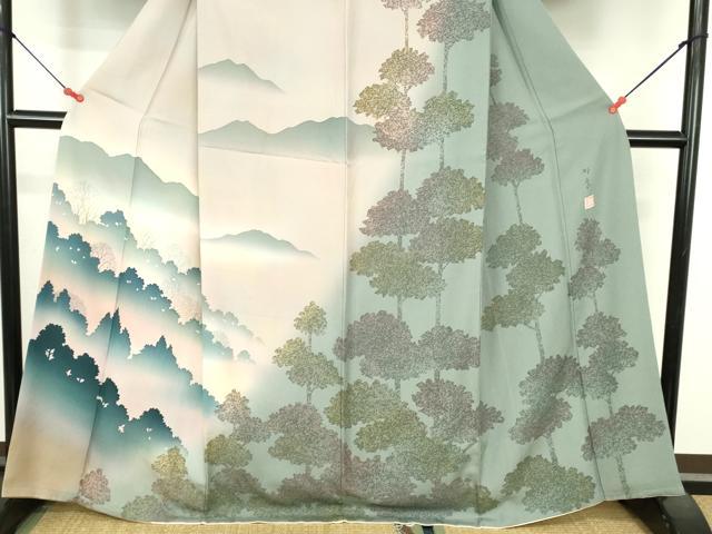 平和屋着物●訪問着　作家物　樹林文　シルエット　暈し染め　正絹　逸品　DABI5251op