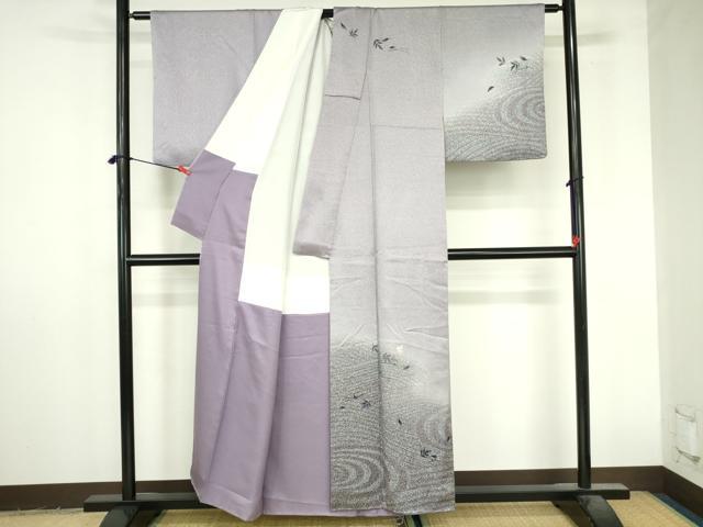 平和屋着物●訪問着　刺繍　舞葉文　暈し染め　正絹　逸品　DABI5252op
