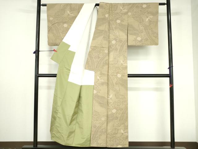 平和屋着物●本場結城紬　重要無形文化財　100亀甲　飛鶴花文　正絹　逸品　DABI5255op