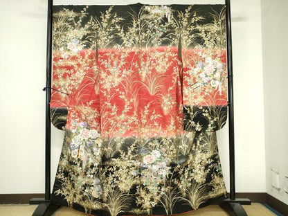 平和屋着物●豪華振袖　花車文　暈し染め　金銀彩　正絹　逸品　DABI5257op