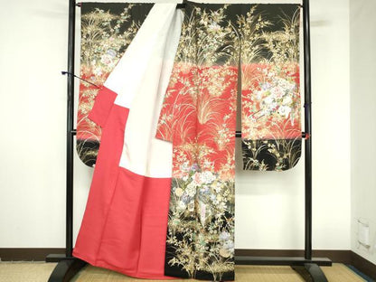 平和屋着物●豪華振袖　花車文　暈し染め　金銀彩　正絹　逸品　DABI5257op