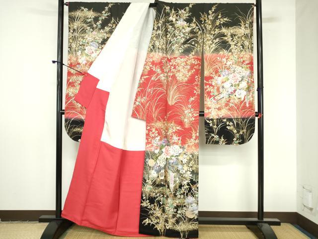 平和屋着物●豪華振袖　花車文　暈し染め　金銀彩　正絹　逸品　DABI5257op