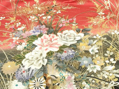 平和屋着物●豪華振袖　花車文　暈し染め　金銀彩　正絹　逸品　DABI5257op
