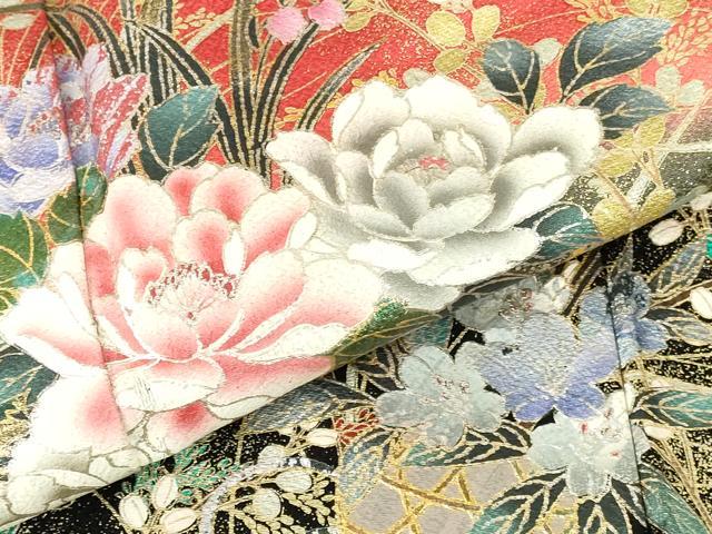 平和屋着物●豪華振袖　花車文　暈し染め　金銀彩　正絹　逸品　DABI5257op