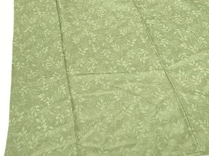 平和屋着物●上質な色無地　南天地紋　松葉色　正絹　逸品　DABI5258op